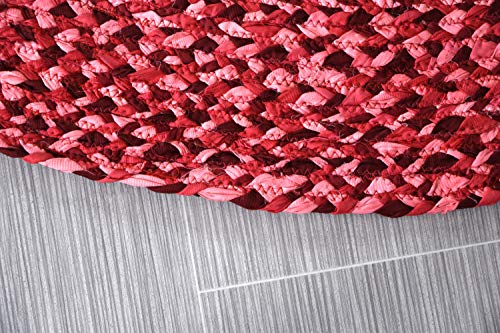 5 ft Red Round Cotton Area Rug