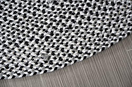 5 ft Grey Black & White Round Cotton Area Rug