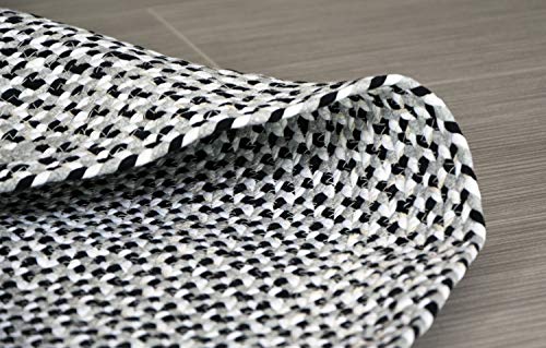 5 ft Grey Black & White Round Cotton Area Rug