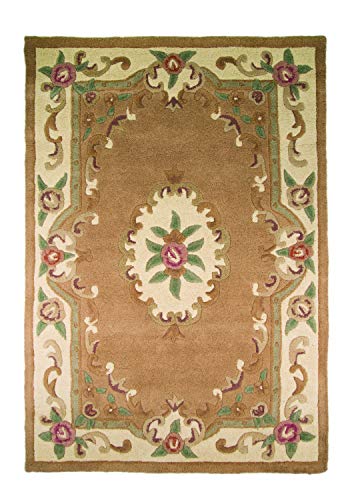 MystiqueDecors Beige Large Woolen 5x8' Area Rug Hand-Tufted Wool Carpet Living Room Bedroom Dining Room Rugs Canvas Backing