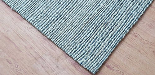 MystiqueDecors Hand Tufted Light Silver Gray Jute & Viscose 5x8' Area Rug Large Modern Soft Striped Carpet Family Media Living Bar Room Bedroom Dining Room Rugs