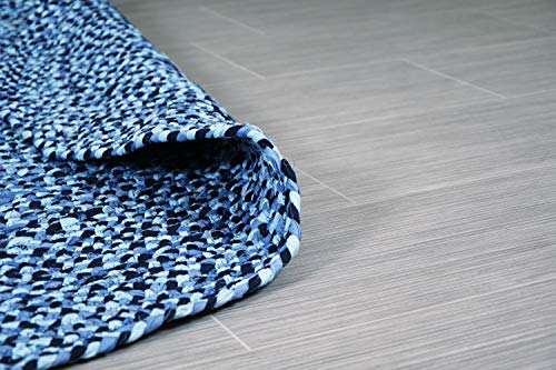 5 ft Blue Round Cotton Area Rug