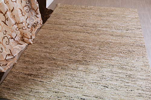 MystiqueDecors Hand Tufted Grey Jute & Viscose 5x8' Area Rug Large Modern Soft Striped Carpet Family Media Living Bar Room Bedroom Dining Room Rugs