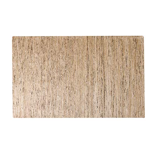 MystiqueDecors Hand Tufted Grey Jute & Viscose 5x8' Area Rug Large Modern Soft Striped Carpet Family Media Living Bar Room Bedroom Dining Room Rugs