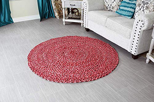 5 ft Red Round Cotton Area Rug