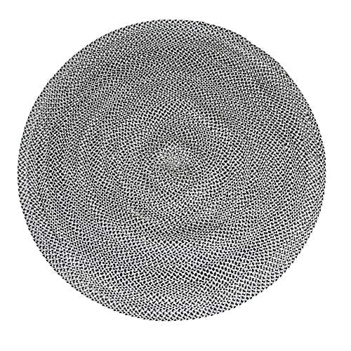 5 ft Grey Black & White Round Cotton Area Rug