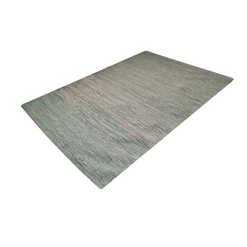 MystiqueDecors Hand Tufted Light Silver Gray Jute & Viscose 5x8' Area Rug Large Modern Soft Striped Carpet Family Media Living Bar Room Bedroom Dining Room Rugs
