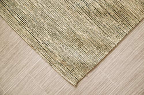 MystiqueDecors Hand Tufted Light Silver Gray Jute & Viscose 5x8' Area Rug Large Modern Soft Striped Carpet Family Media Living Bar Room Bedroom Dining Room Rugs