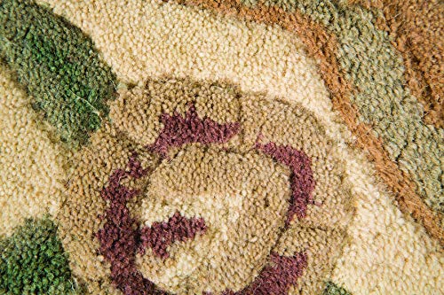 MystiqueDecors Beige Round Woolen 4' Area Rug Modern Wool Carpet for Living Dining Room Bedroom Rugs Canvas Backing
