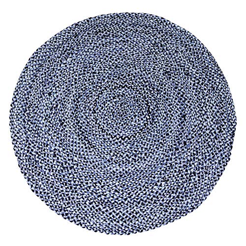 5 ft Blue Round Cotton Area Rug