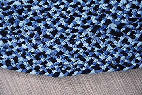 5 ft Blue Round Cotton Area Rug